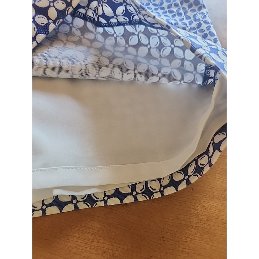 Talbots Skirt Size 8 Knee Length Blue Floral Pencil Canvas Cotton Blend - Picture 7 of 9